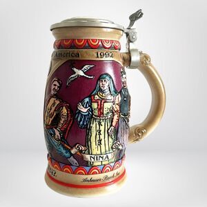 1989 Anheuser-Busch Budweiser Ceramic Collectible Pewter Lidded Stein - New